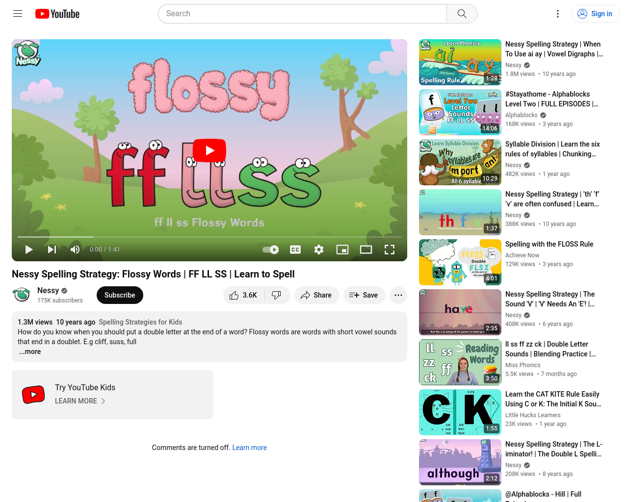 Nessy spelling strategy - Flossy Words
