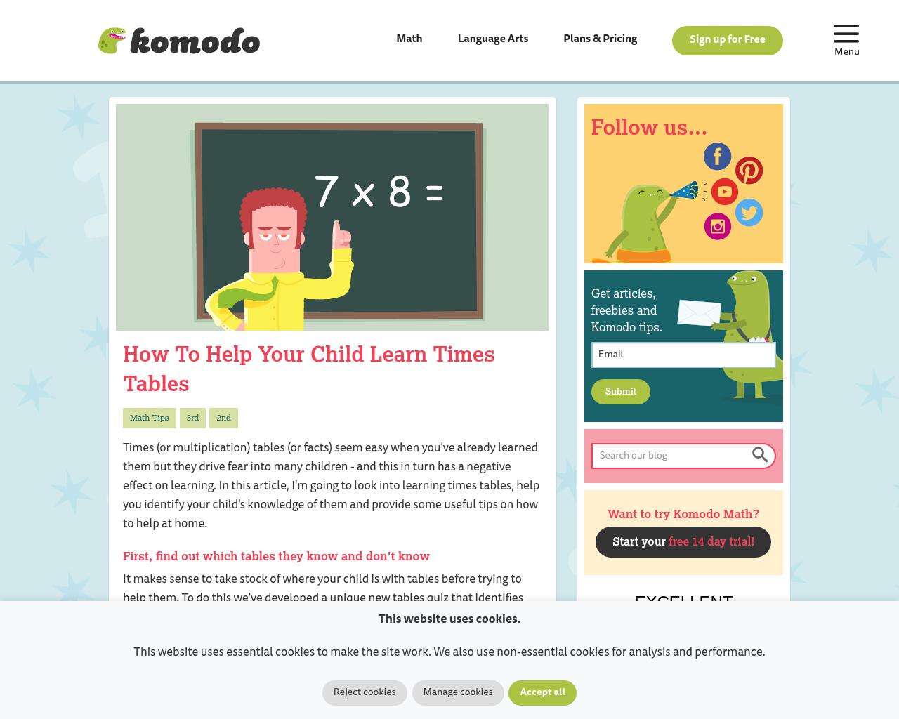 Helping your child learn timestables