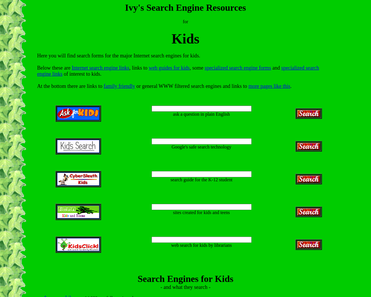 Ivy's Search Engine Resources