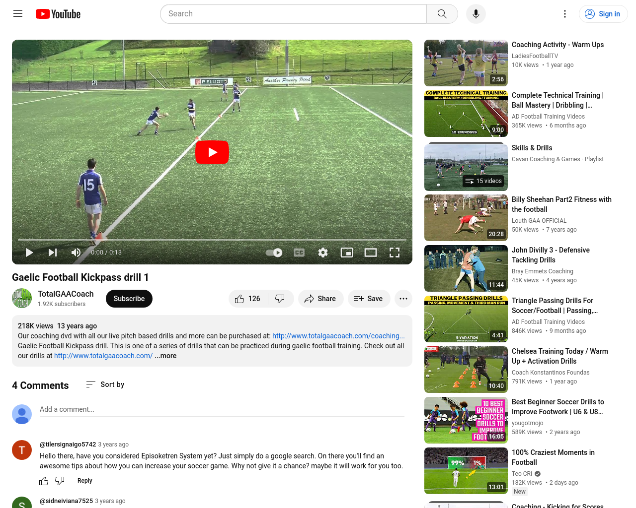 Gaelic Football Skills - Kick pass drill