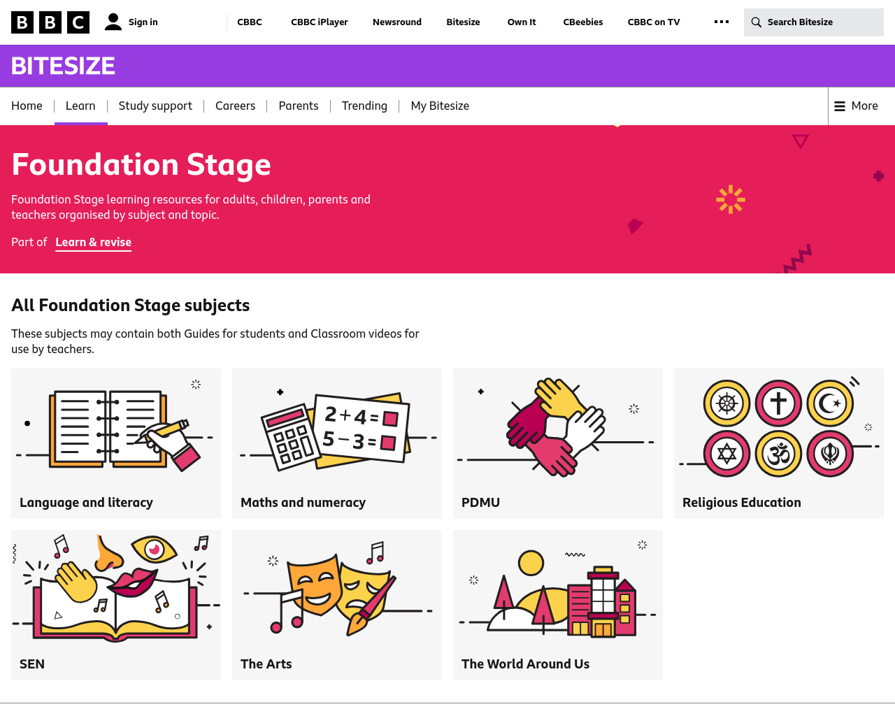 BBC Foundation Stage website