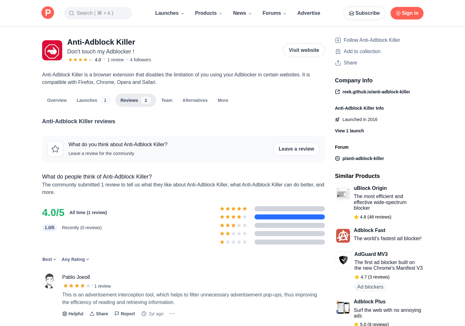 Anti Adblock Killer Reviews Pros Cons And Rating Product Hunt