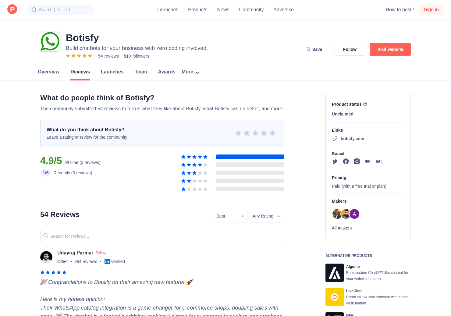 5 Botsify Faq Chatbot Reviews Pros Cons And Rating Product Hunt