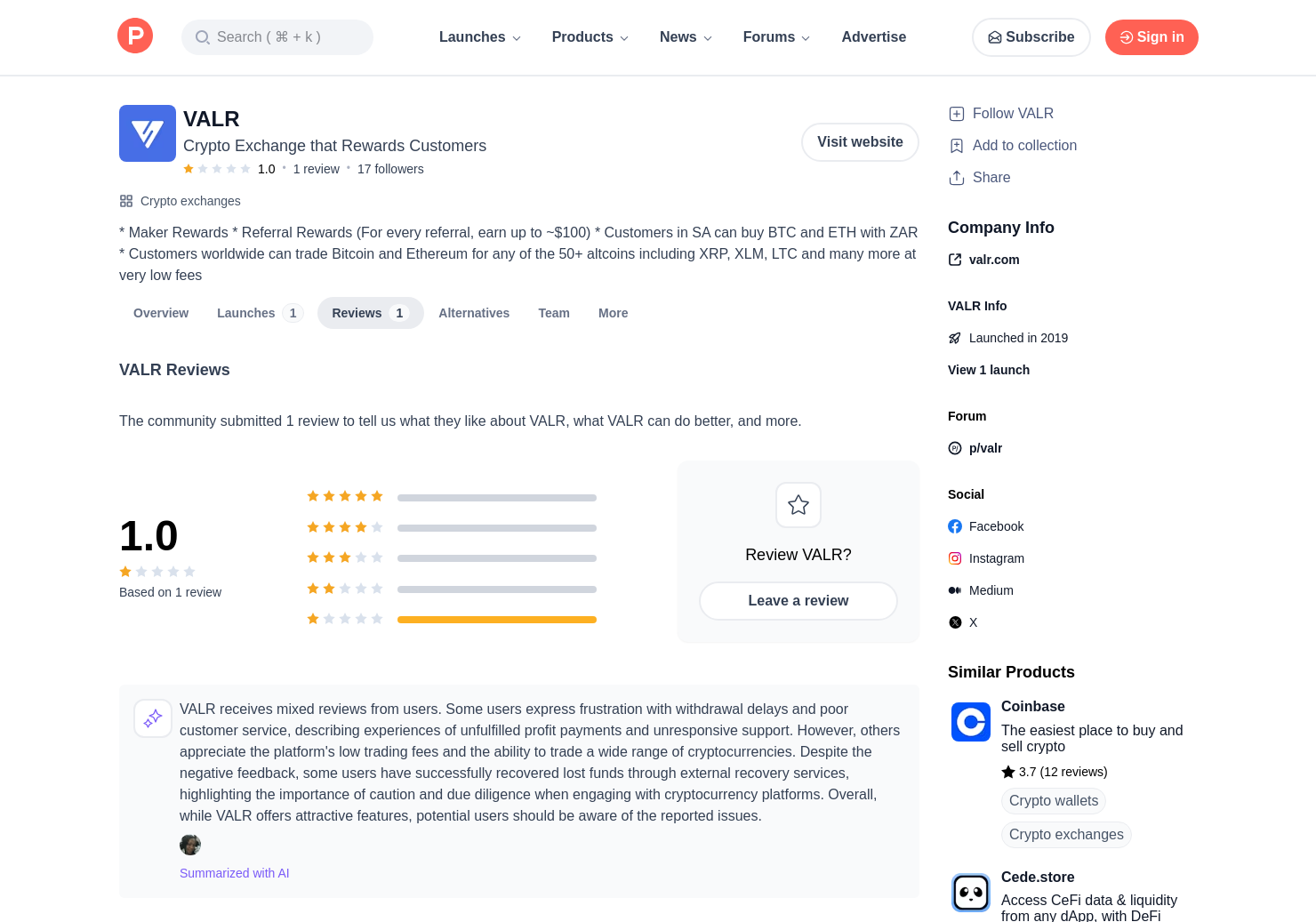 4 VALR Reviews Pros, Cons and Rating Product Hunt
