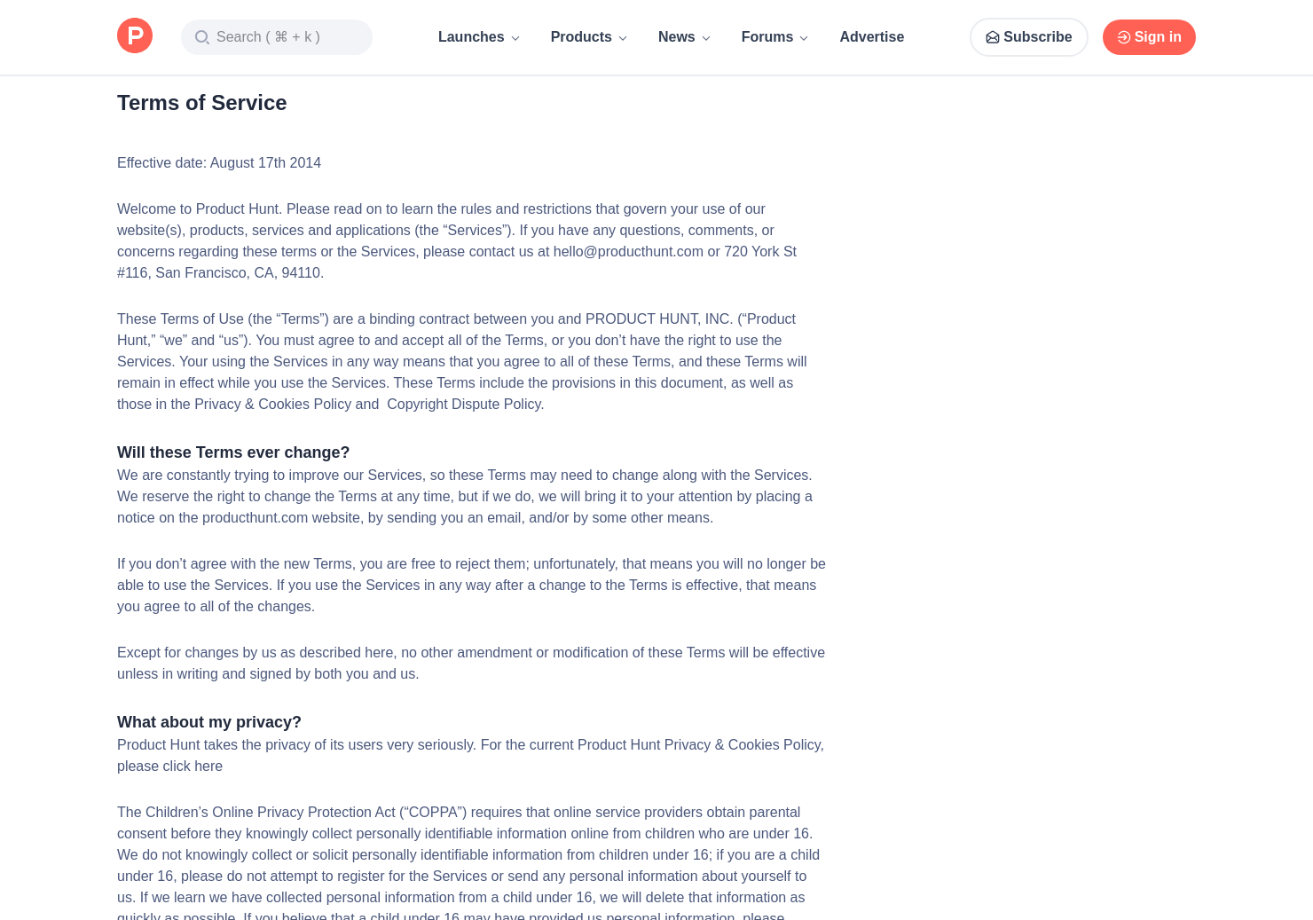 Terms Of Use >> Terms Of Service Product Hunt Terms Of Use >> Terms Of Service Product Hunt