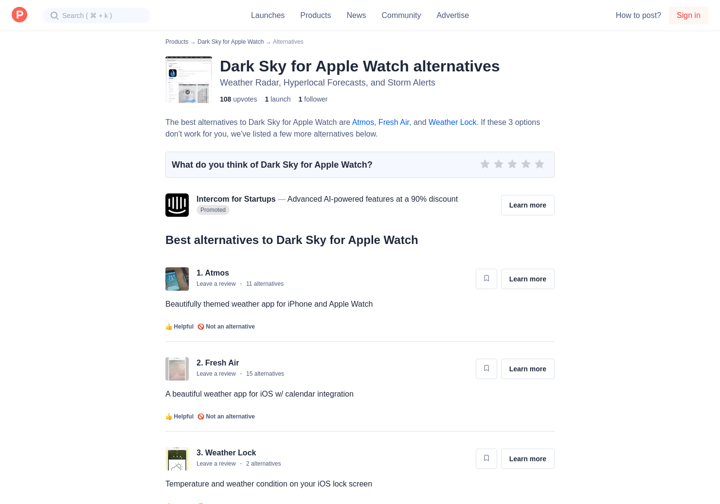 6 Alternatives To Dark Sky For Apple Watch For Apple Watch Product Hunt