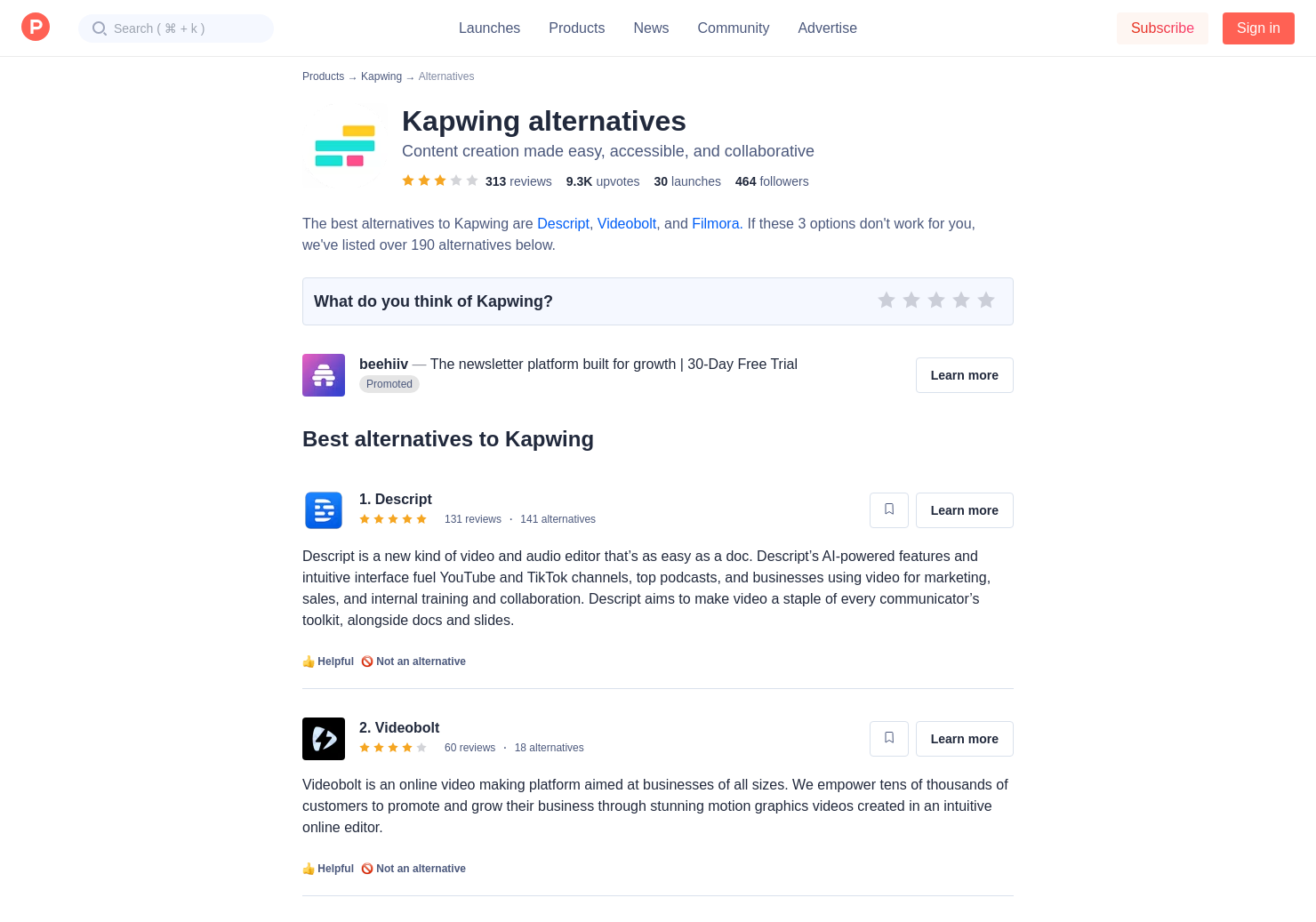 12 Alternatives To Kapwing Product Hunt