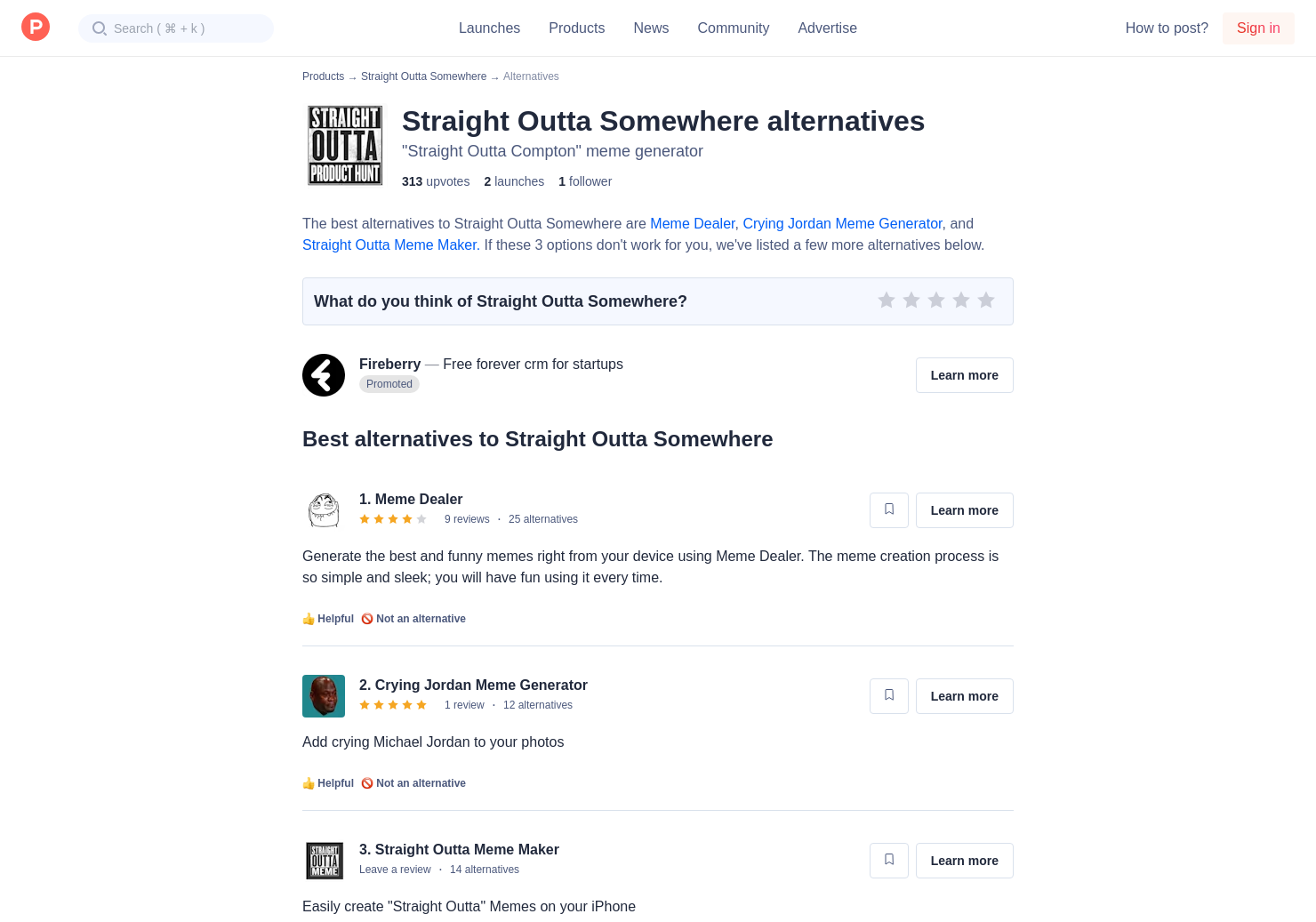 2 Alternatives To Straight Outta Somewhere Product Hunt