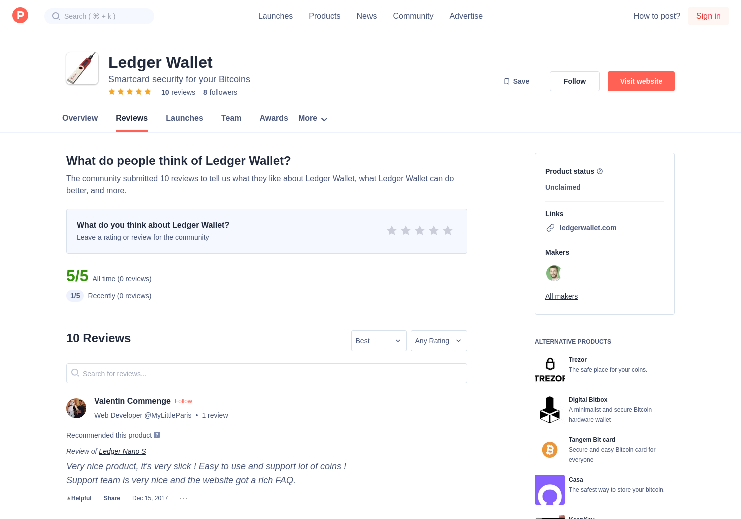 1 Ledger Wallet Reviews Pros Cons And Rating Product Hunt - 