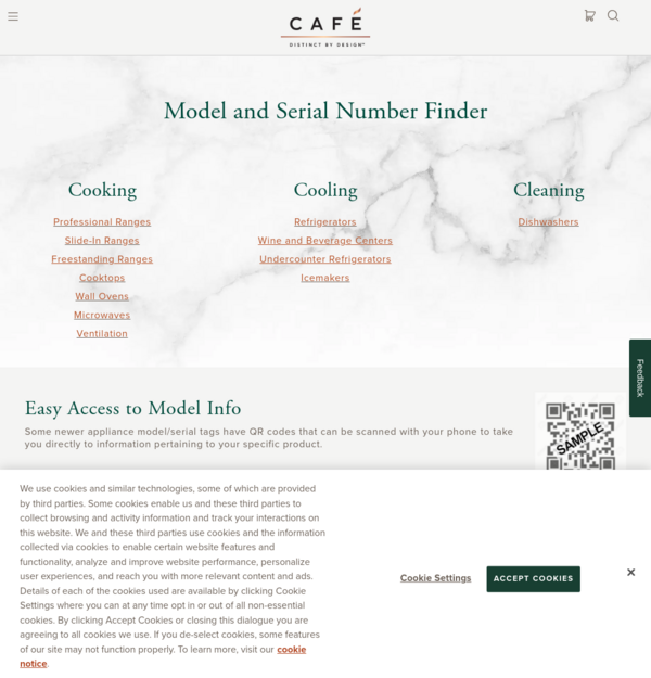 Appliance Model and Serial Number Finder | Café Appliances