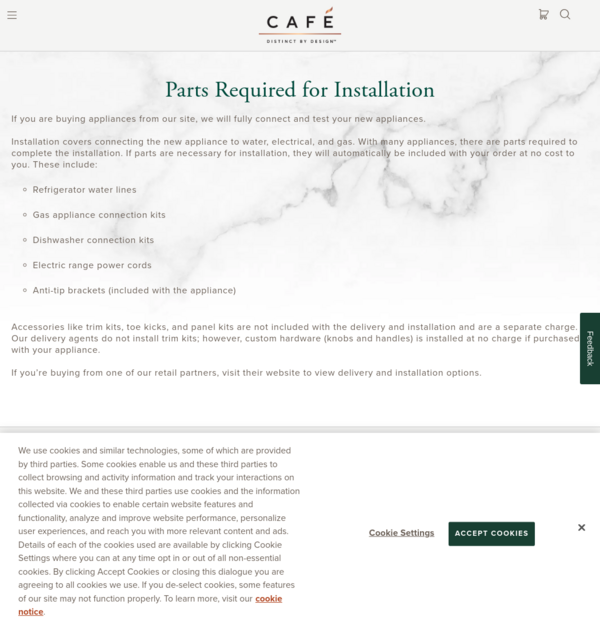 Parts Required for Appliance Installation | Café Appliances